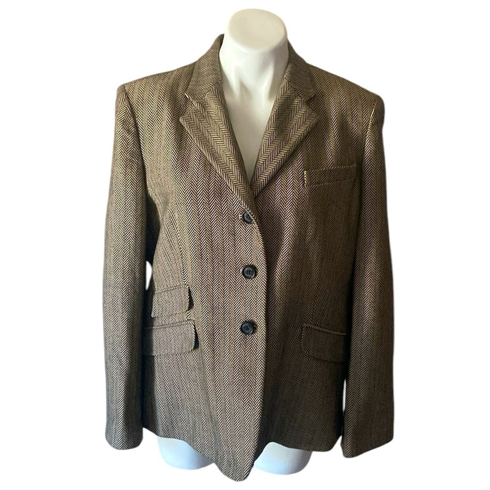 Chaps Women’s Black And Cream Jacket Blazer 100% Cotton Size 16 Office Career